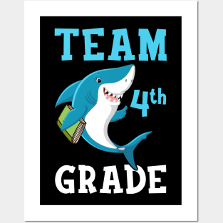 4th Grade Teacher Student Shirts Shark Back To School Gift Posters and Art